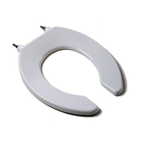 HOMESTYLES Commercial Quality Round Toilet Seat Stainless Steel Hinges Post & Self Sustaing Hinges, White HO115554